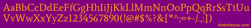 AverageRegular-Schriftart – Orangefarbene Schriften auf violettem Hintergrund