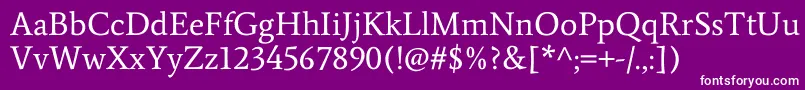 AverageRegular-fontti – valkoiset fontit violetilla taustalla