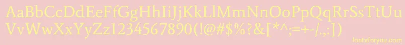 AverageRegular-Schriftart – Gelbe Schriften auf rosa Hintergrund