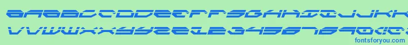 Czcionka TaskforceLaserItalic – niebieskie czcionki na zielonym tle