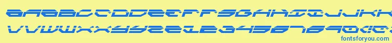 フォントTaskforceLaserItalic – 青い文字が黄色の背景にあります。