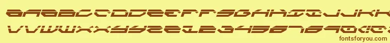 フォントTaskforceLaserItalic – 茶色の文字が黄色の背景にあります。