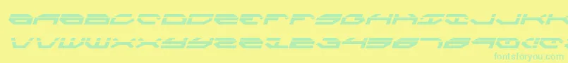 TaskforceLaserItalic-Schriftart – Grüne Schriften auf gelbem Hintergrund