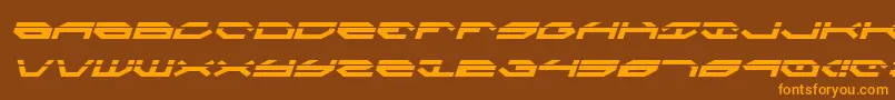 TaskforceLaserItalic-Schriftart – Orangefarbene Schriften auf braunem Hintergrund