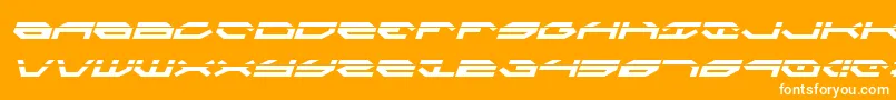 TaskforceLaserItalic-Schriftart – Weiße Schriften auf orangefarbenem Hintergrund