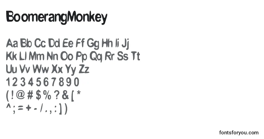 BoomerangMonkey-fontti – aakkoset, numerot, erikoismerkit