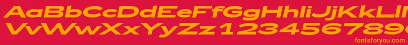 Zeppelin52BoldItalic-fontti – oranssit fontit punaisella taustalla