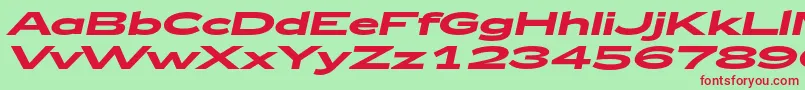 Zeppelin52BoldItalic Font – Red Fonts on Green Background