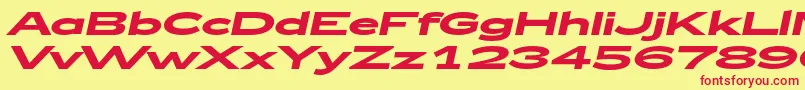 Zeppelin52BoldItalic Font – Red Fonts on Yellow Background