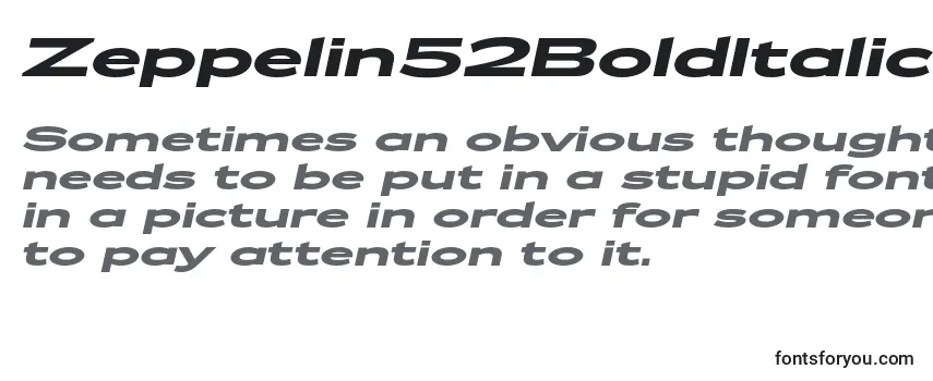 Review of the Zeppelin52BoldItalic Font