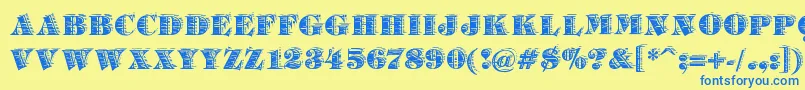 BarrelhouseAllCaps Font – Blue Fonts on Yellow Background