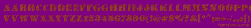 BarrelhouseAllCaps-Schriftart – Braune Schriften auf violettem Hintergrund