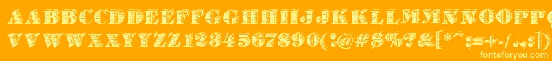 BarrelhouseAllCaps-Schriftart – Gelbe Schriften auf orangefarbenem Hintergrund