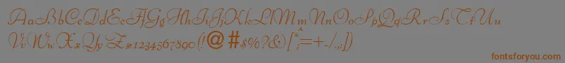 フォントBertscriptdbNormal – 茶色の文字が灰色の背景にあります。