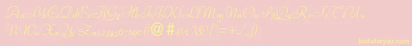 BertscriptdbNormal-Schriftart – Gelbe Schriften auf rosa Hintergrund