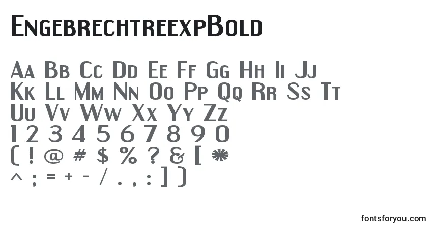 A fonte EngebrechtreexpBold – alfabeto, números, caracteres especiais