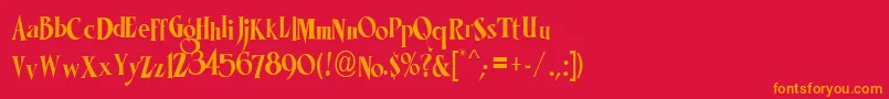 LhfMisterKookyCond Font – Orange Fonts on Red Background