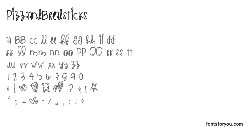 Fuente Pizzaandbreadsticks - alfabeto, números, caracteres especiales