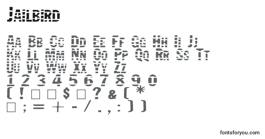 Шрифт Jailbird – алфавит, цифры, специальные символы