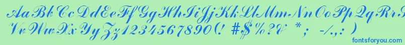 ArenskiLengyarItalic Font – Blue Fonts on Green Background