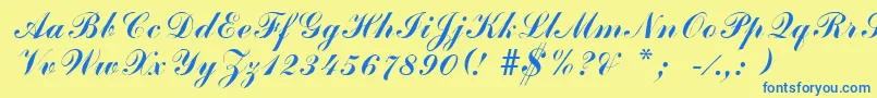 ArenskiLengyarItalic Font – Blue Fonts on Yellow Background