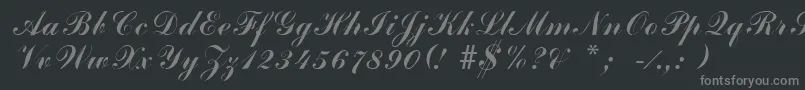 フォントArenskiLengyarItalic – 黒い背景に灰色の文字