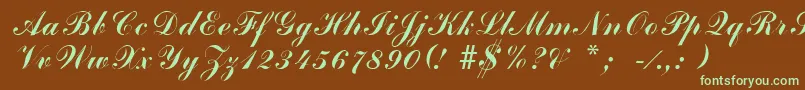 ArenskiLengyarItalic-fontti – vihreät fontit ruskealla taustalla