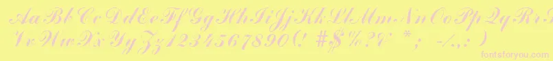 Шрифт ArenskiLengyarItalic – розовые шрифты на жёлтом фоне