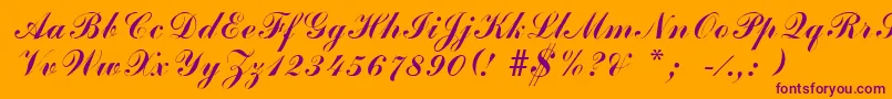 ArenskiLengyarItalic-fontti – violetit fontit oranssilla taustalla