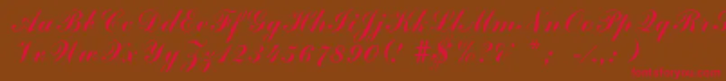 ArenskiLengyarItalic-Schriftart – Rote Schriften auf braunem Hintergrund