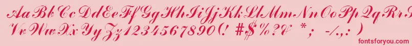Fonte ArenskiLengyarItalic – fontes vermelhas em um fundo rosa