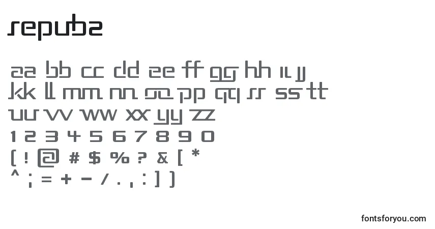 A fonte Repub2 – alfabeto, números, caracteres especiais