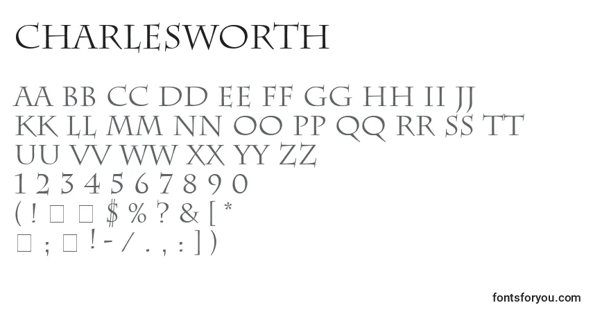 A fonte Charlesworth – alfabeto, números, caracteres especiais
