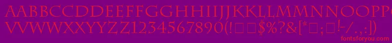 フォントCharlesworth – 紫の背景に赤い文字