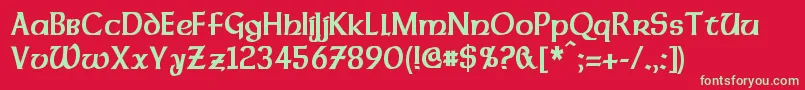 フォントDalelandsUncialCondensedBold – 赤い背景に緑の文字