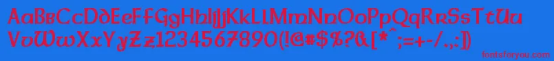 DalelandsUncialCondensedBold Font – Red Fonts on Blue Background