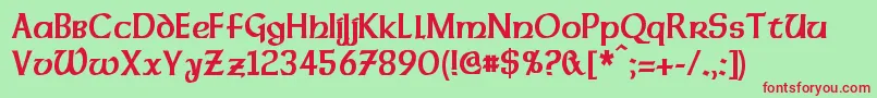 DalelandsUncialCondensedBold-Schriftart – Rote Schriften auf grünem Hintergrund