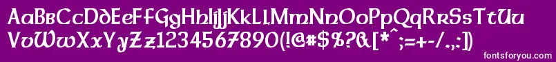 Czcionka DalelandsUncialCondensedBold – białe czcionki na fioletowym tle
