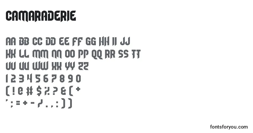 Шрифт Camaraderie – алфавит, цифры, специальные символы