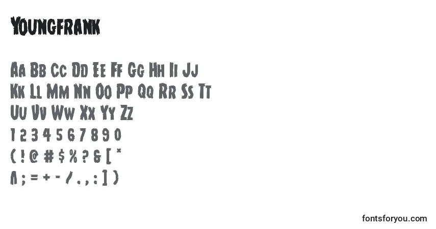 Шрифт Youngfrank – алфавит, цифры, специальные символы