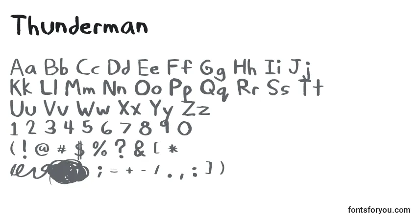 Schriftart Thunderman – Alphabet, Zahlen, spezielle Symbole