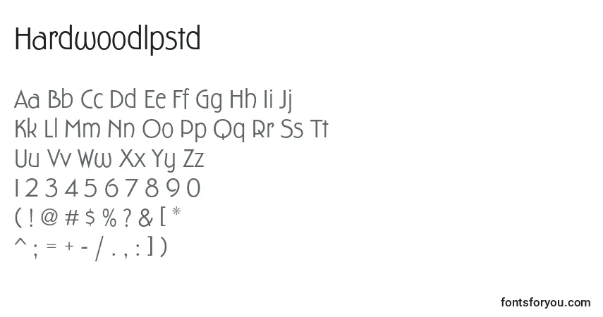 Czcionka Hardwoodlpstd – alfabet, cyfry, specjalne znaki