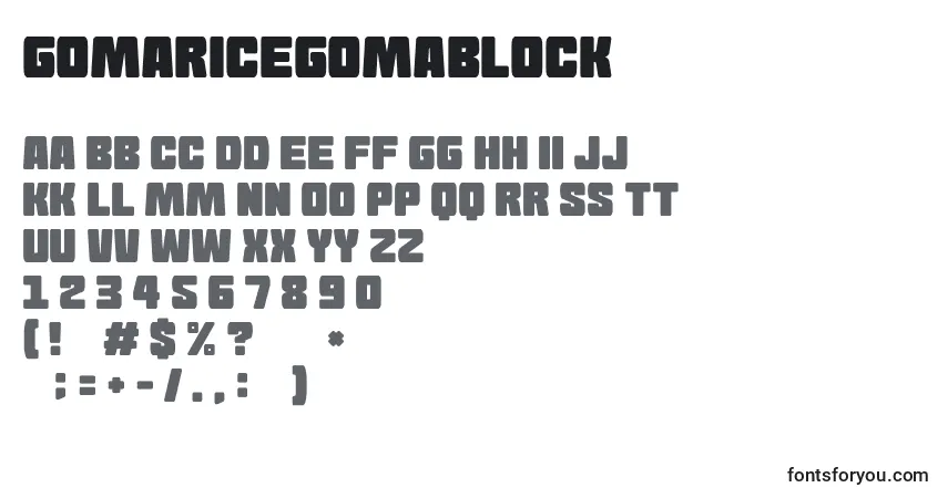 A fonte GomariceGomaBlock – alfabeto, números, caracteres especiais