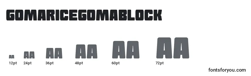 Размеры шрифта GomariceGomaBlock