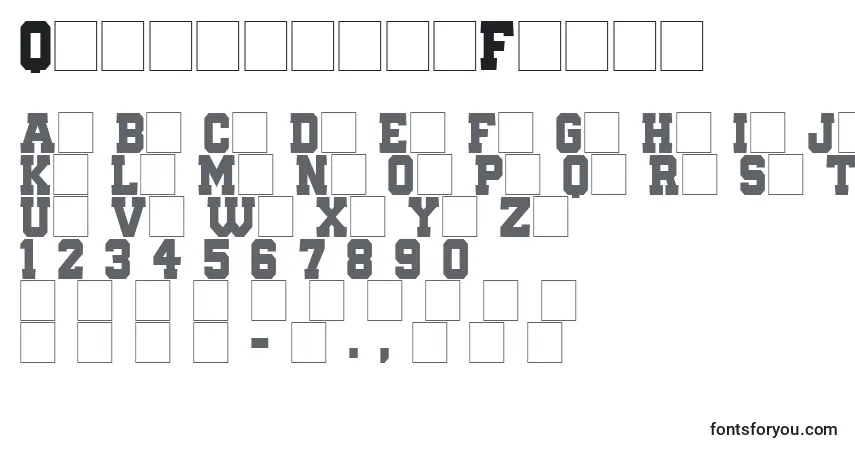 A fonte QuaterbackFight – alfabeto, números, caracteres especiais