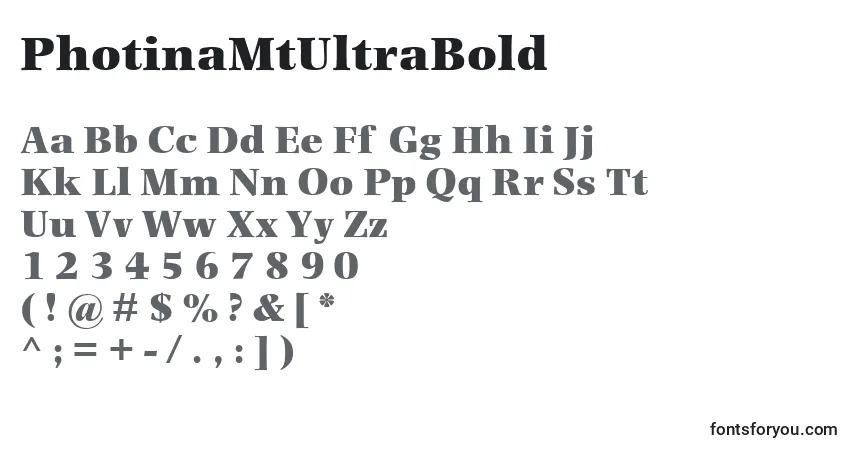 Czcionka PhotinaMtUltraBold – alfabet, cyfry, specjalne znaki
