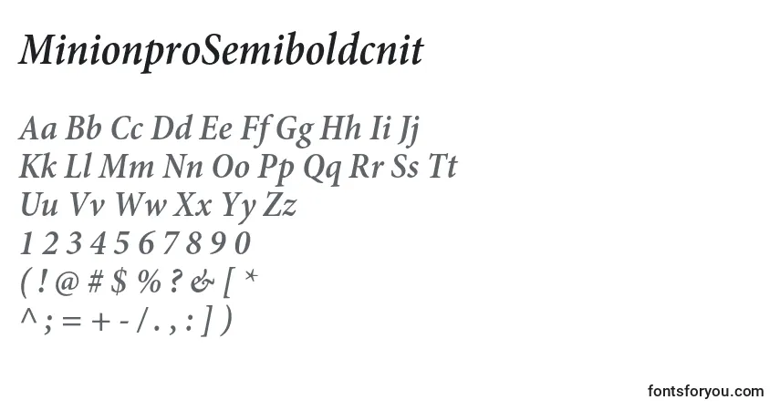 A fonte MinionproSemiboldcnit – alfabeto, números, caracteres especiais