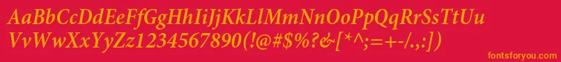 MinionproSemiboldcnit Font – Orange Fonts on Red Background