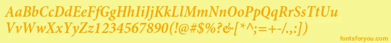 MinionproSemiboldcnit Font – Orange Fonts on Yellow Background