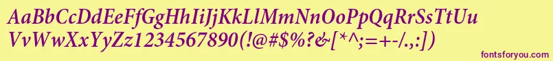 MinionproSemiboldcnit Font – Purple Fonts on Yellow Background